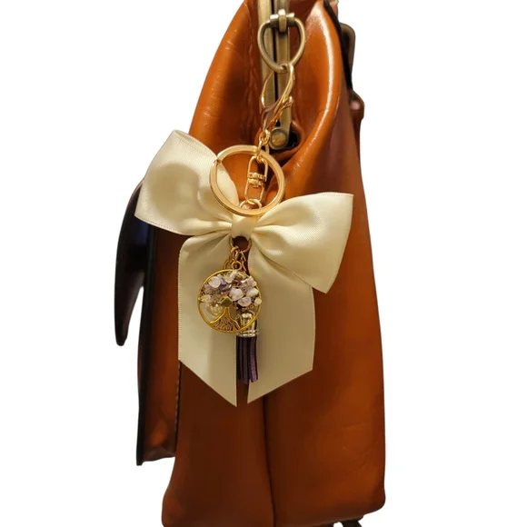 Crystal Tree Of Life Satin Bow Bag Charm - Picture 3 of 3